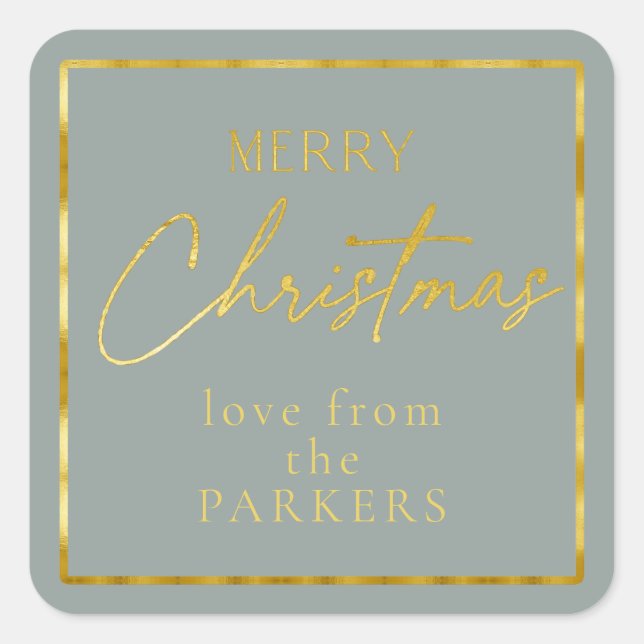 Earth Tones Green Gold Merry Christmas ID1009 Square Sticker (Front)