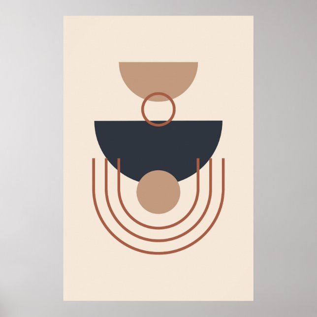 Earth Tones Modern Geometric Art Poster (Front)