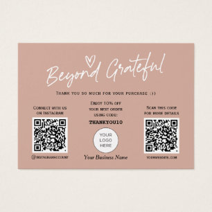 Earth tones Modern script QR code thank you card