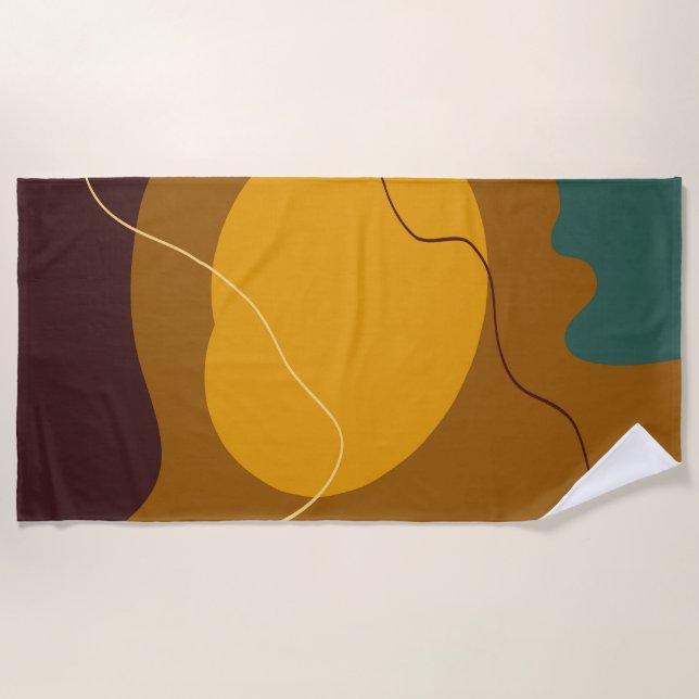 Earth tones organic shapes abstract background beach towel (Front)