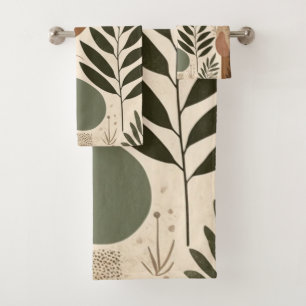 earth tones pattern bath towel set