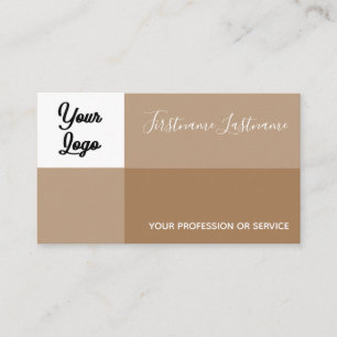 Earth tones rectangular with logo calligraphy business card