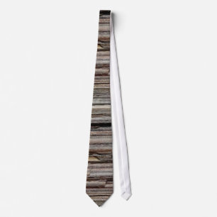 Earth tones rock layer pattern neck tie