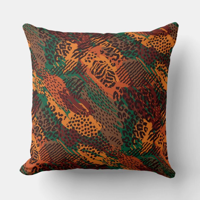 Earth Tones Safari Animal Print Cushion (Front)