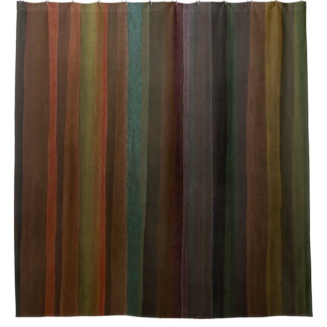Earth Tones Stripe Shower Curtain (Front)