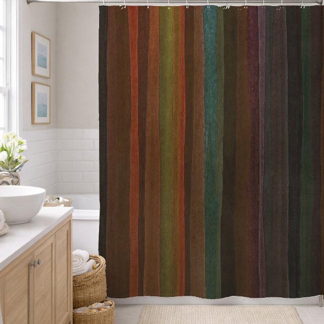 Earth Tones Stripe Shower Curtain (Creator Uploaded)