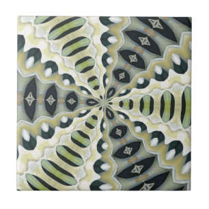 Earth Tones Symmetrical Kaleidoscope Tile