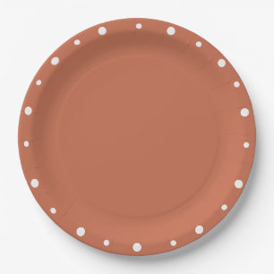 Earth Tones Terra Cotta White Polka Dots Paper Plate