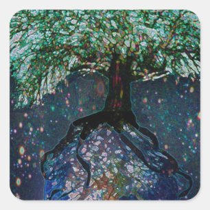 Earth Tree of Life Square Sticker