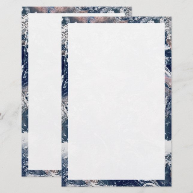 Earth Trim Border and Background Template Stationery (Front/Back)