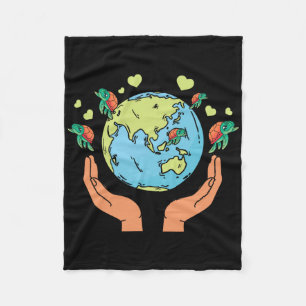 Earth Turtle Hearts Environment Earth Day Sea Turt Fleece Blanket