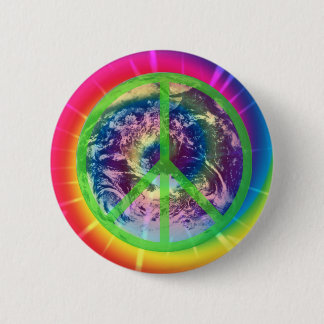 Earth, Tye Dye, and Peace 6 Cm Round Badge