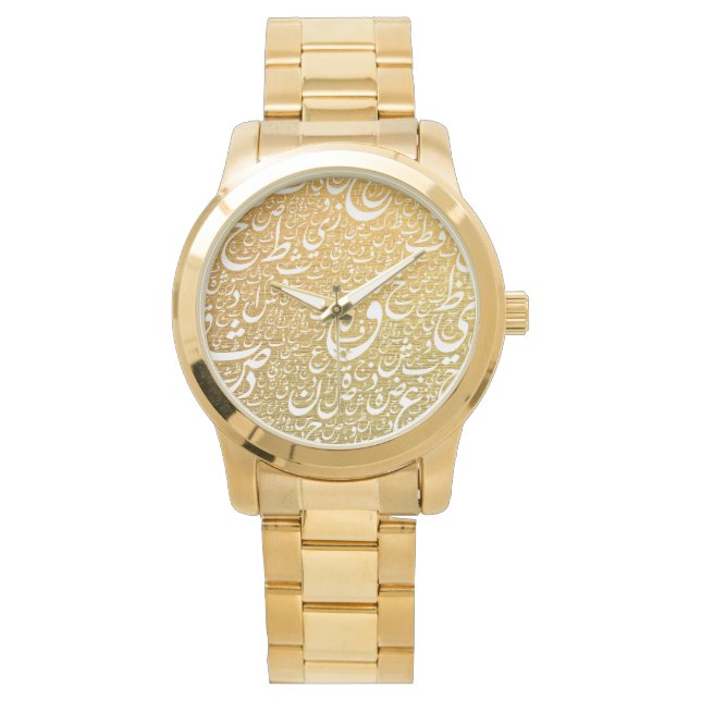 Earth typo Gold Oversized Gold Bracelet Watch (Front)