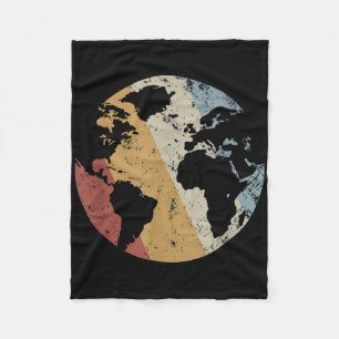 Earth Vintage Retro Style Earth's Day Fleece Blanket
