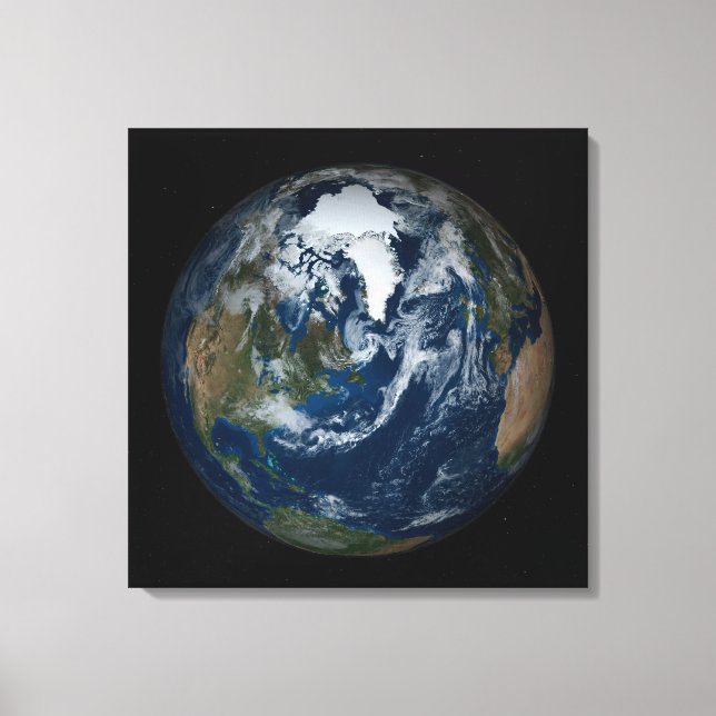 Earth With Clouds And Sea Ice 2 Canvas Print (Front)
