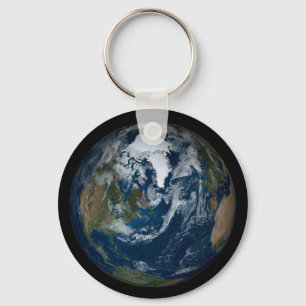 Earth With Clouds And Sea Ice 2 Key Ring