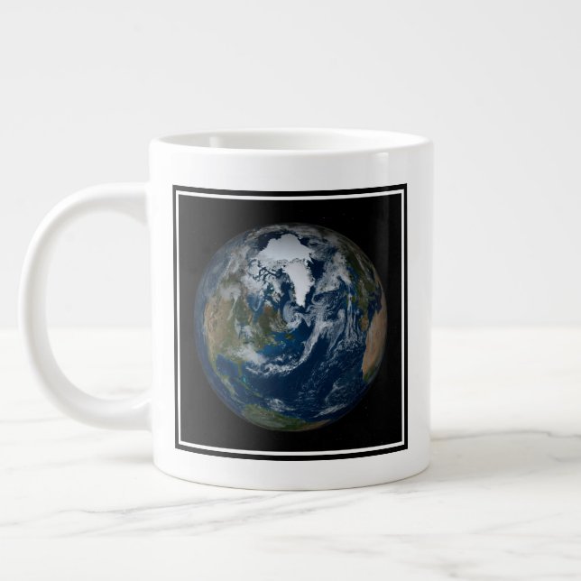 Earth With Clouds And Sea Ice 2 Large Coffee Mug (Left)