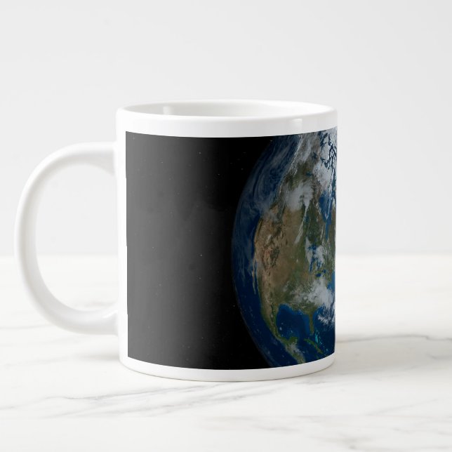 Earth With Clouds And Sea Ice 2 Large Coffee Mug (Left)