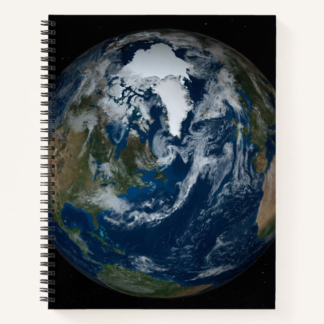 Earth With Clouds And Sea Ice 2 Notebook (Front)