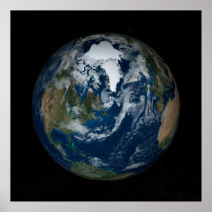 Earth With Clouds And Sea Ice 2 Poster