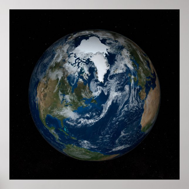 Earth With Clouds And Sea Ice 2 Poster (Front)