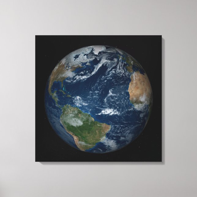 Earth With Clouds And Sea Ice Canvas Print (Front)