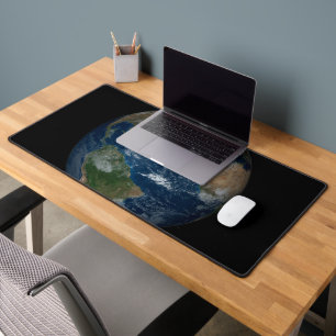 Earth With Clouds And Sea Ice Desk Mat