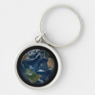 Earth With Clouds And Sea Ice Key Ring