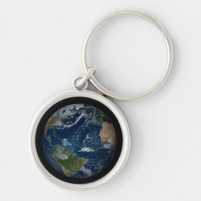 Earth With Clouds And Sea Ice Key Ring (Front)