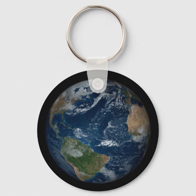 Earth With Clouds And Sea Ice Key Ring (Front)