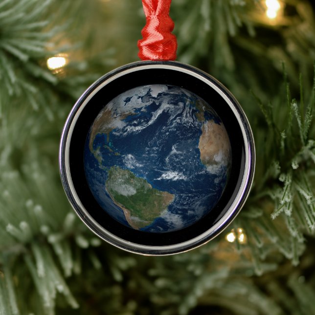 Earth With Clouds And Sea Ice Metal Tree Decoration (Tree)