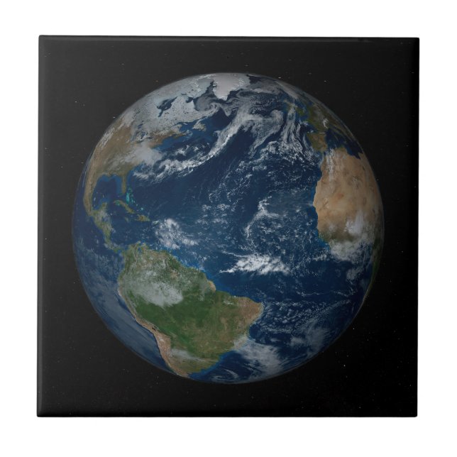 Earth With Clouds And Sea Ice Tile (Front)