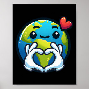 Earth With Heart Hands Love Earth Day  Poster