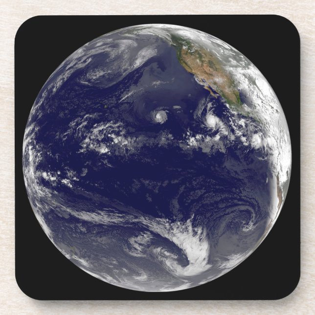Earth With Three Tropical Cyclones In The Pacific. Coaster (Front)