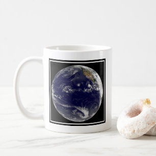 Earth With Three Tropical Cyclones In The Pacific. Coffee Mug