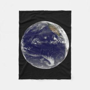 Earth With Three Tropical Cyclones In The Pacific. Fleece Blanket