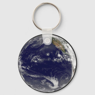 Earth With Three Tropical Cyclones In The Pacific. Key Ring