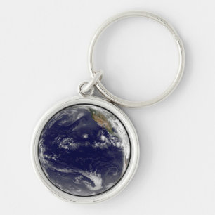 Earth With Three Tropical Cyclones In The Pacific. Key Ring