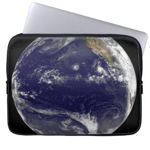 Earth With Three Tropical Cyclones In The Pacific. Laptop Sleeve