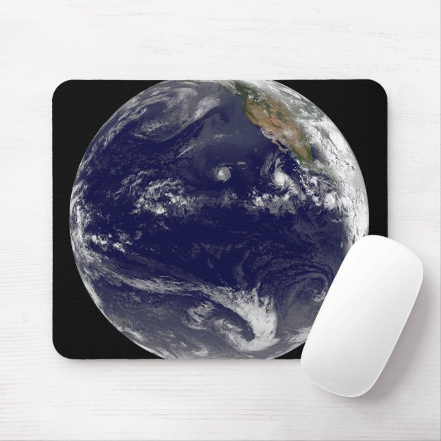 Earth With Three Tropical Cyclones In The Pacific. Mouse Mat (With Mouse)