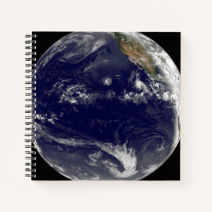 Earth With Three Tropical Cyclones In The Pacific. Notebook