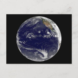 Earth With Three Tropical Cyclones In The Pacific. Postcard