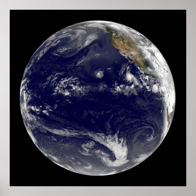 Earth With Three Tropical Cyclones In The Pacific. Poster (Front)