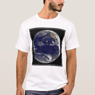 Earth With Three Tropical Cyclones In The Pacific. T-Shirt