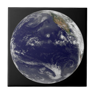 Earth With Three Tropical Cyclones In The Pacific. Tile