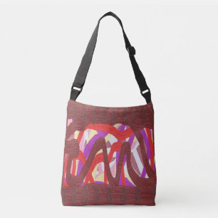 Earth wood deep brown with red purple crossbody bag