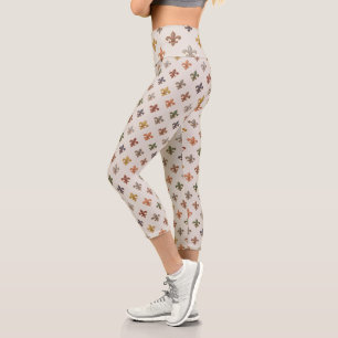 Earth Woodlands Fleur-de-lis Design Light Capri Leggings