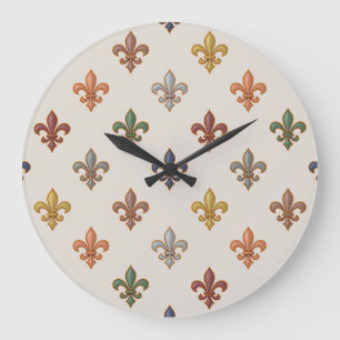 Earth Woodlands Fleur-de-lis Design Light Large Clock