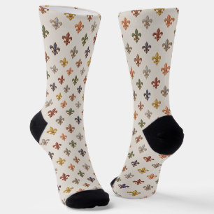  Earth Woodlands Fleur-de-lis Design Light  Socks