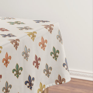 Earth Woodlands Fleur-de-lis Design Light Tablecloth